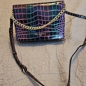Karl Lagerfeld Vibrant Croc-Embossed Crossbody Bag